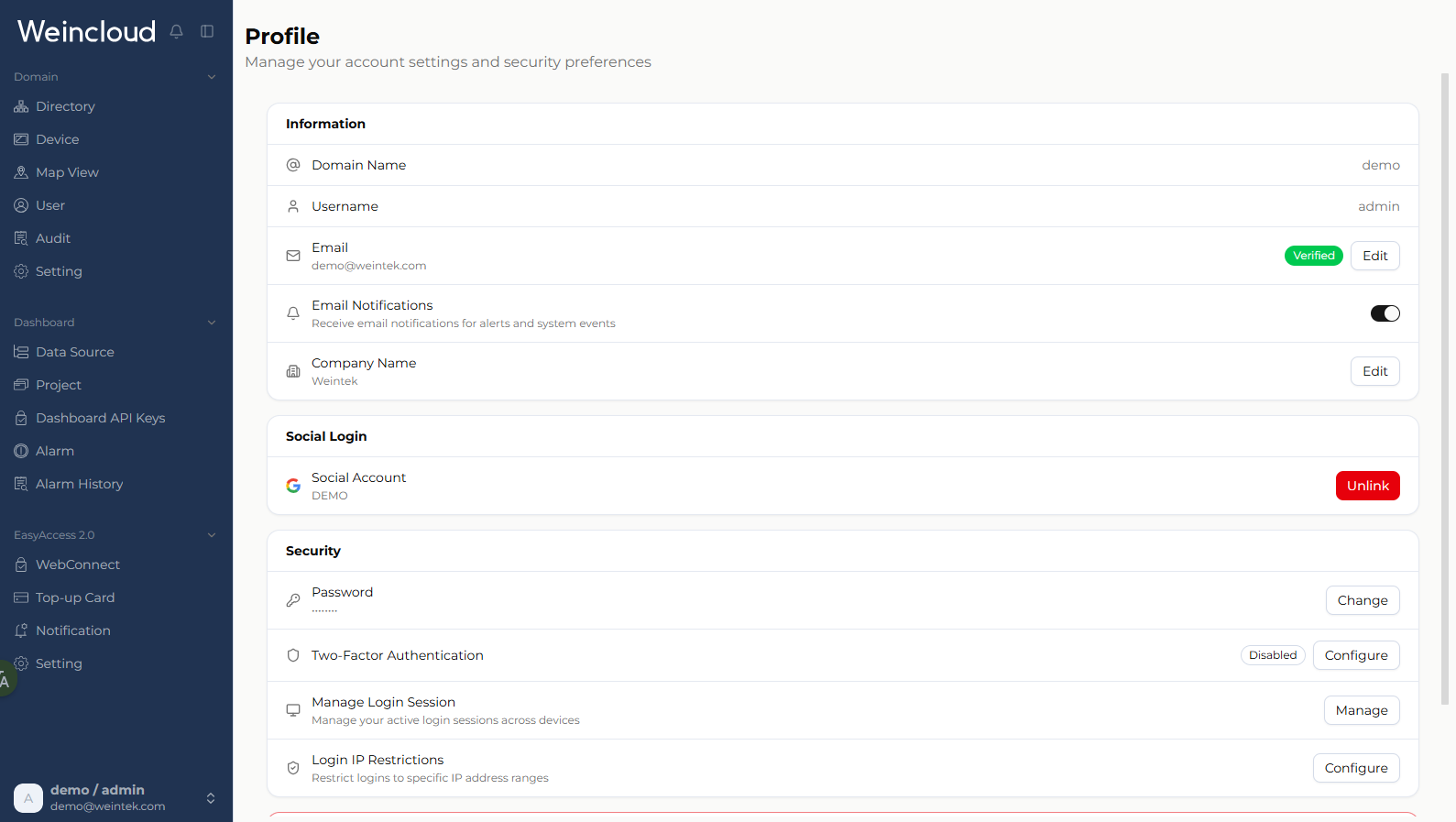 Profile page overview
