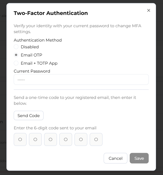 MFA verification via email